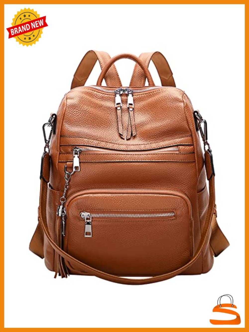 Genuine Leather Backpack Purse Laptop Compartment Convertible